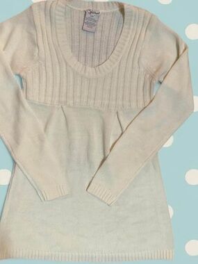 Cream Ribbed babydoll Women's Sweater